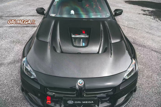 BMW M2 M2CS G87 2023-ON & 2 Series 230i M240i G42 2022-ON with Aftermarket Parts - ART Vented Transparent Glass V2 Style Hood Bonnet Double-sided Dry Pre-preg Carbon Fiber from ArmorExtend