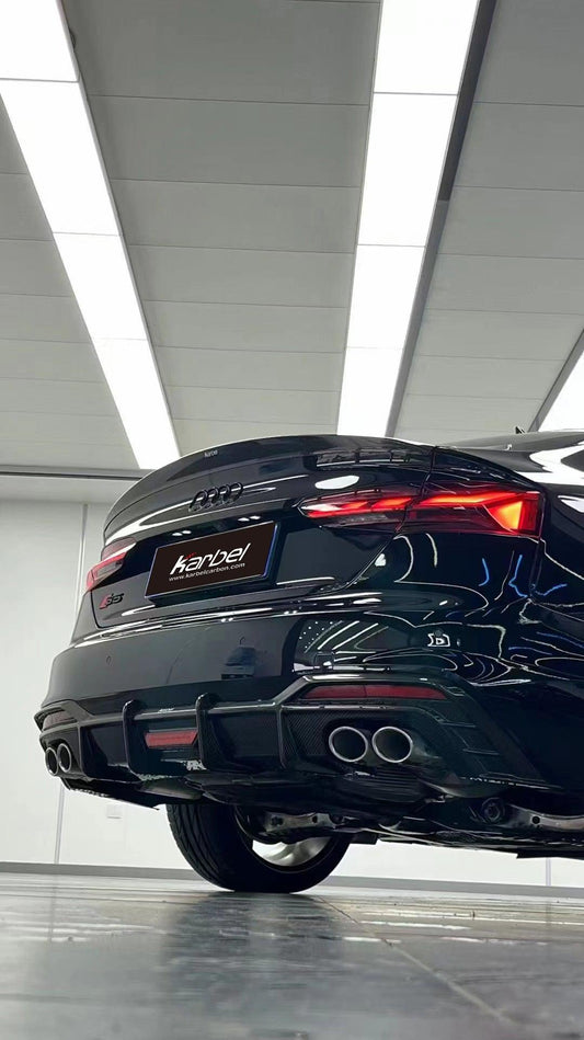 Audi S5 A5 (with s-line bumper, does not base model) B9.5 2020 2021 2022 2023 2024 with Aftermarket Parts - Rear Diffuser Pre-preg Carbon Fiber from Karbel Carbon