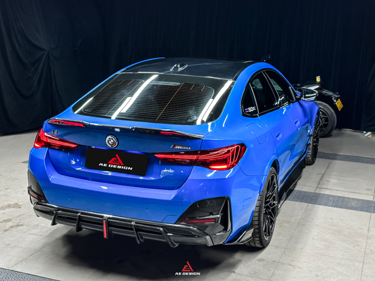 BMW I4 M50 / e Drive 40 G26 2022-ON & 4 Series Gran Coupe M440i 430i G26 2022-ON (with M-package bumper, does not fit base model) with Aftermarket Parts - AE Style Rear Diffuser & Canards Carbon Fiber from ArmorExtend