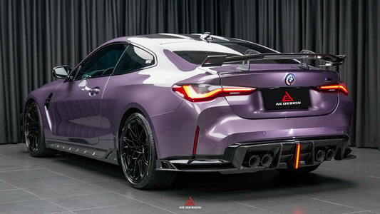 BMW M3 G80 G81 2021 2022 2023 2024 & M4 G82 G83 2021 2022 2023 2024 with Aftermarket Parts - AE V2 Style Rear Diffuser & Canards Carbon Fiber from ArmorExtend