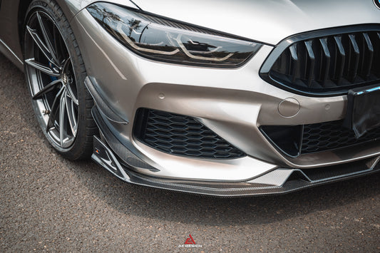 BMW 8 Series M850i 840i (With M-Package Bumper) G14 G15 G16 2018 2019 2020 2021 2022 2023 2024 with Aftermarket Parts - AE Style Front Canards Carbon Fiber from ArmorExtend
