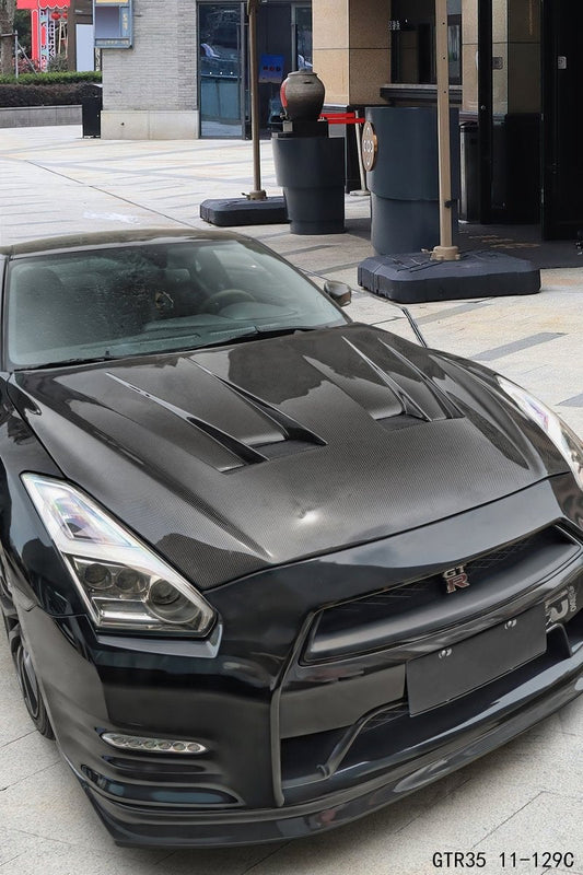 Nissan GTR Nismo T-Spec Premium Pure 2017-2024 (for installation on 2008-2016 vehicles, 2017-2024 front bumper is recommended) with Aftermarket Parts - LBV3 Style Hood Bonnet Carbon Fiber / FRP from Aero Republic