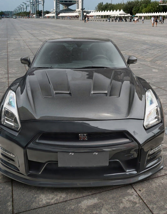 Nissan GTR Nismo T-Spec Premium Pure 2017-2024 (for installation on 2008-2016 vehicles, 2017-2024 front bumper is recommended) with Aftermarket Parts - LBV3 Style Hood Bonnet Carbon Fiber / FRP from Aero Republic