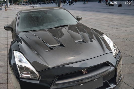 Nissan GTR Nismo T-Spec Premium Pure 2017-2024 (for installation on 2008-2016 vehicles, 2017-2024 front bumper is recommended) with Aftermarket Parts - LBV3 Style Hood Bonnet Carbon Fiber / FRP from Aero Republic