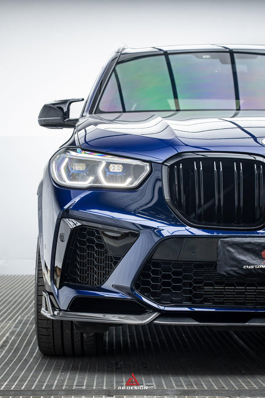 BWM X5M X5MC F95 Pre-LCI 2020 2021 2022 2023 with Aftermarket Parts - AE Style Front Lip Carbon Fiber from ArmorExtend