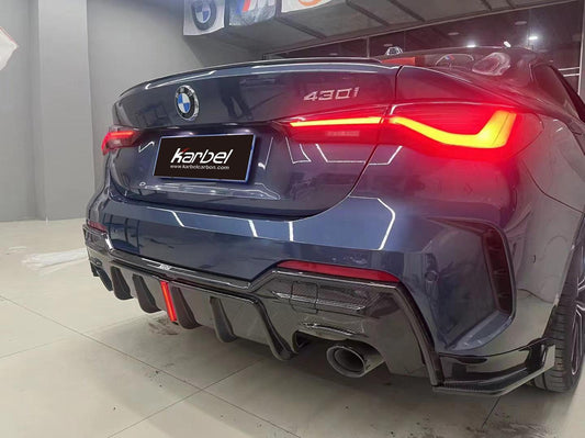 BMW 4 series 430i M440i G22 G23 2020-ON with Aftermarket Parts - Rear Diffuser & Canards Pre-preg Carbon Fiber from Karbel Carbon