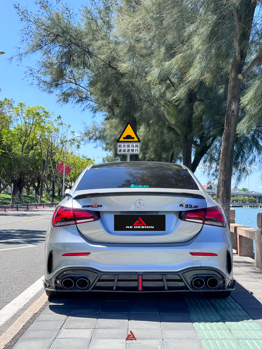 Mercedes Benz A-Class A45/A35/A250/A220 W177 2019 2020 2021 2022 2023 2024 with Aftermarket Parts - AE Style Rear Diffuser Carbon Fiber from ArmorExtend