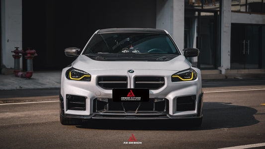 BMW M2 / C G87 2023 2024 & 2 Series 230i M240i G42 2022 2023 2024 with Aftermarket Parts - AE Style Hood Bonnet Double-sided Carbon Fiber from ArmorExtend