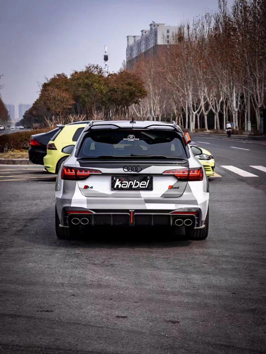 Audi S4 B9.5 2020-ON with Aftermarket Parts - Rear Diffuser & Canards V1 Style Pre-preg Carbon Fiber from Karbel Carbon