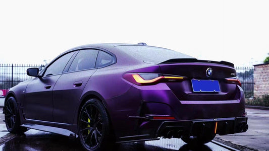 BMW I4 M50 / e Drive 40 (with M-package bumper, does not fit base model) G26 2022-ON & 4 Series Gran Coupe M440i 430i (with M-package bumper, does not fit base model) G26 2022-ON with Aftermarket Parts - Rear Spoiler Pre-preg Carbon Fiber from Karbel Carbon