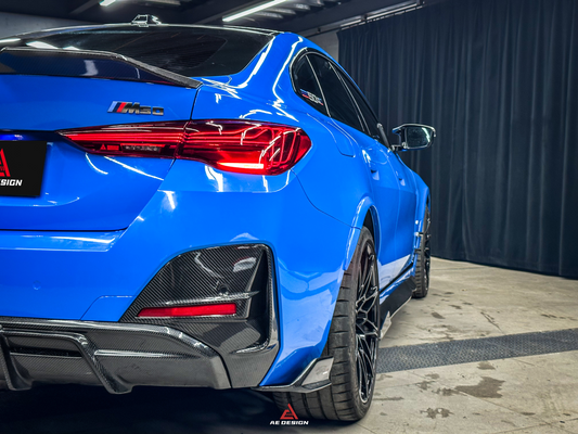 BMW I4 M50 / e Drive 40 G26 2022-ON & 4 Series Gran Coupe M440i 430i G26 2022-ON (with M-package bumper, does not fit base model) with Aftermarket Parts - AE Style Rear Diffuser & Canards Carbon Fiber from ArmorExtend
