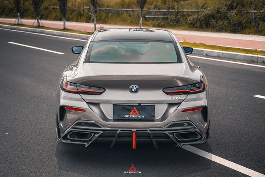 BMW 8 Series M850i 840i (With M-Package Bumper) G14 G15 G16 2018 2019 2020 2021 2022 2023 2024 with Aftermarket Parts - AE Rear Diffuser & Canards Carbon Fiber from ArmorExtend
