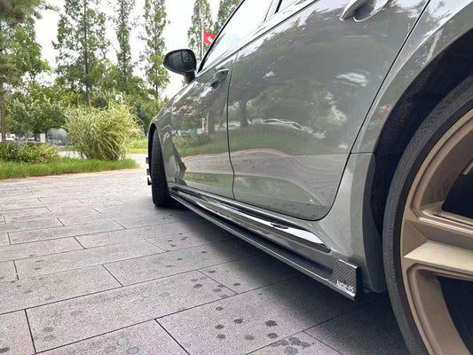 Audi RS4 B9.5 2020 2021 2022 2023 2024 with Aftermarket Parts - Side Skirts Pre-preg Carbon Fiber from Karbel Carbon