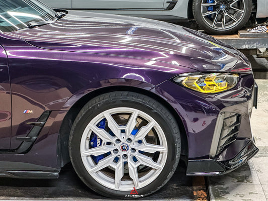 BMW I4 M50 / e Drive 40 (with M-package bumper, does not fit base model) I4 M50 / e Drive 40 & 4 Series Gran Coupe M440i 430i (with M-package bumper, does not fit base model) G26 2022 2023 2024 with Aftermarket Parts - AE Style Front Lip Carbon Fiber / ABS from ArmorExtend