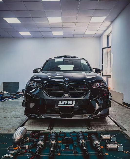 BMW X5M X5MC F95 & X6M X6MC F96 2024-ON (LCI) With Aftermarket Parts - AE Style Front Lip Carbon Fiber from ArmorExtend