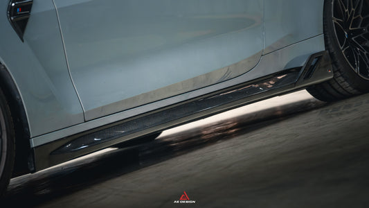 BMW M3 G80 G81 2021 2022 2023 2024 & M4 G82 G83 2021 2022 2023 2024 with Aftermarket Parts - AE Style Side Skirts Carbon Fiber from ArmorExtend