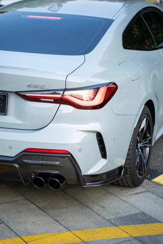 BMW 4 series 430i M440i G22 G23 2020-ON with Aftermarket Parts - Rear Diffuser & Canards Pre-preg Carbon Fiber from Karbel Carbon