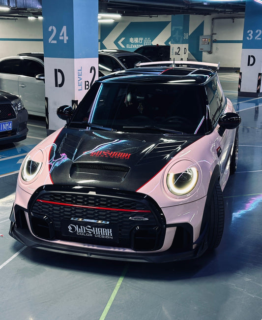 MINI Cooper JCW (John Cooper Works) F56 LCI 2022 2023 2024 with Aftermarket Parts - AE Style Front Lip Carbon Fiber from ArmorExtend