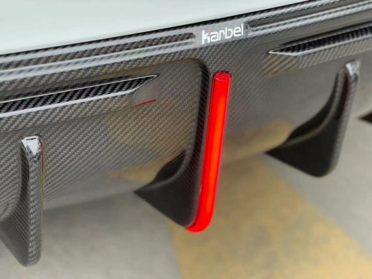 Tesla Model Y 2020-ON with Aftermarket Parts - Rear Diffuser Pre-preg Carbon Fiber from Karbel Carbon