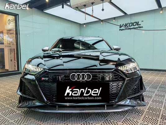 Audi RS6 C8 2020-ON & RS7 C8 2020-ON with Aftermarket Parts - Front Lip Pre-preg Carbon Fiber from Karbel Carbon
