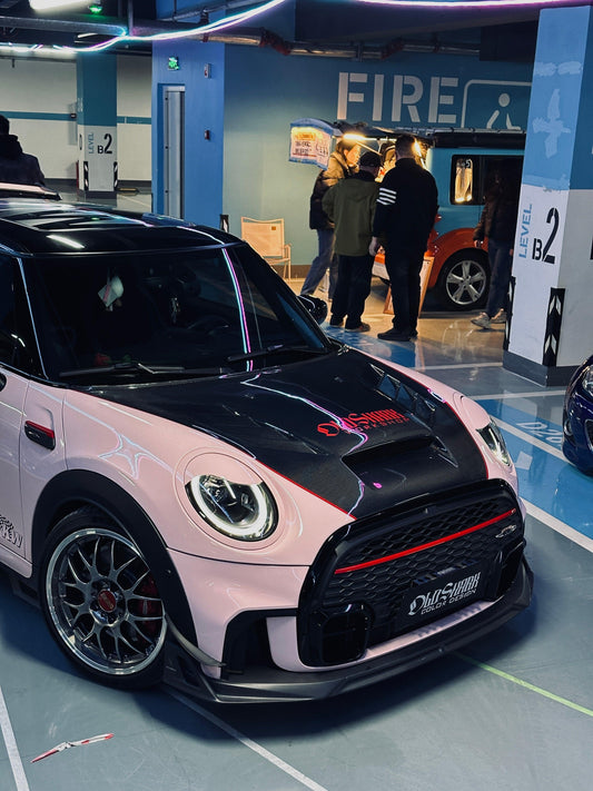MINI Cooper JCW (John Cooper Works) F56 LCI 2022 2023 2024 with Aftermarket Parts - AE Style Front Canards Carbon Fiber from ArmorExtend