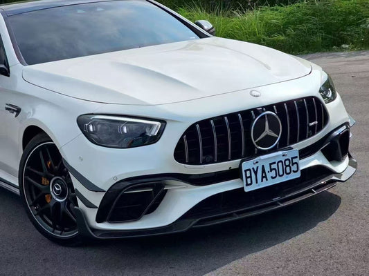 Mercedes Benz E-Class E63S E63 W213 2021-2023 with Aftermarket Parts - Pre-preg Carbon Fiber FRP Front Lip Splitter from CMST Tuning