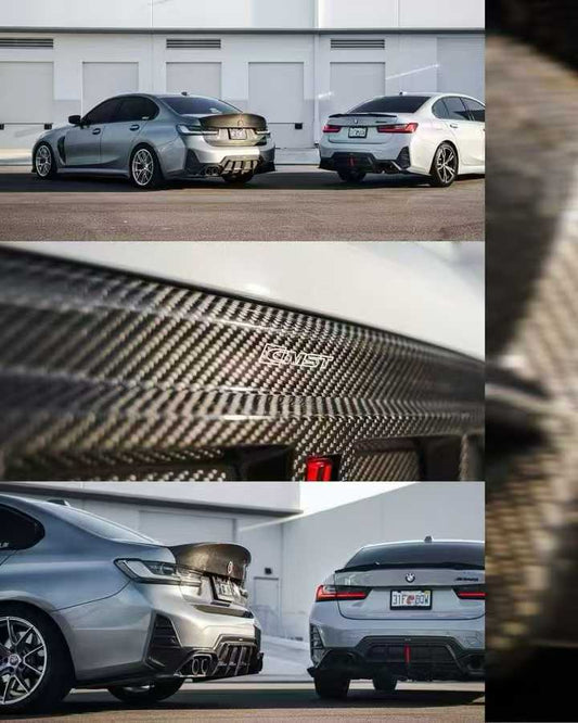 BMW 3 Series 330i M340i G20 G21 LCI 2023 2024 (fitment for 330i requires M-Sport package bumper) with Aftermarket Parts - Rear Diffuser Pre-preg Carbon Fiber / FRP from CMST Tuning
