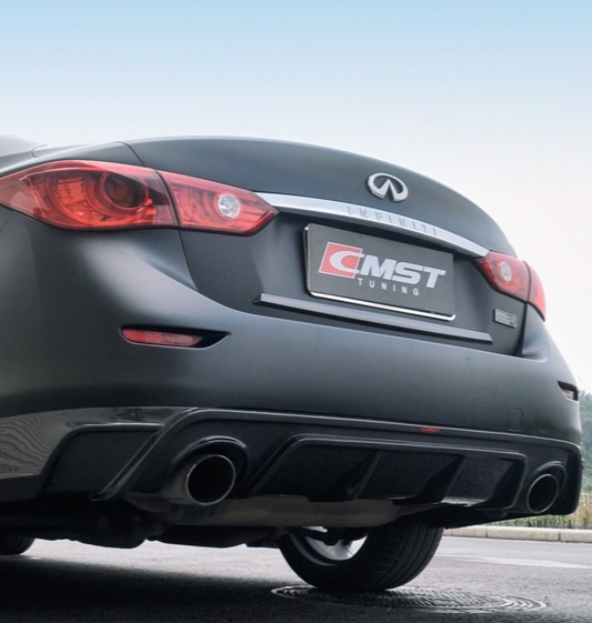 Infiniti Q50 Red Sport 400 Luxe Sensory Signature Premium Pure 2014-ON with Aftermarket Parts - Rear Diffuser Carbon Fiber from CMST Tuning
