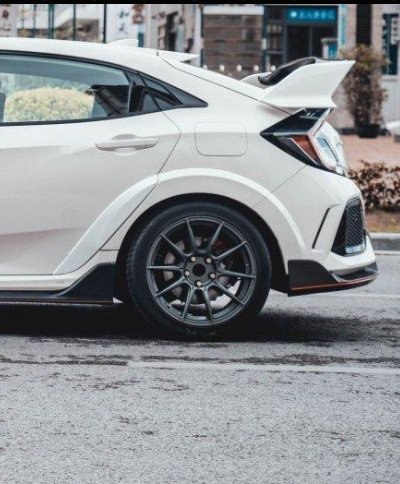 Honda Civic Type-R FK8 2017-2021 with Aftermarket Parts - Carbon Fiber FRP Rear Wheel Arch Trim from CMST Tuning