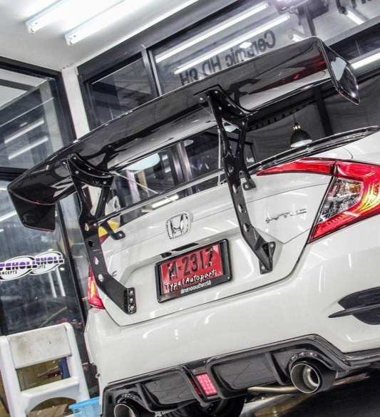 Honda Civic 10th Gen FC1 FC2 FC5 FC6 2016-2021 & FC3 FC4 2017-2021 with Aftermarket Parts - Extreme GT Style Rear Wing Carbon Fiber / FRP from CMST Tuning
