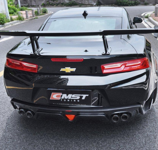 Chevrolet Camaro 6th Gen Z/28 2SS 1SS 3LT 2LT 1LT 2LS 1LS 2015-2024 & Camaro 6th Gen ZL1 2017-2024 (installation on ZL1 requires filling 6 small slits) with Aftermarket Parts - Quad Tips Style Rear Diffuser Carbon Fiber / FRP from CMST Tuning