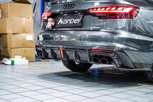 Audi S4 B9.5 2020-ON with Aftermarket Parts - Rear Diffuser & Canards V1 Style Pre-preg Carbon Fiber from Karbel Carbon