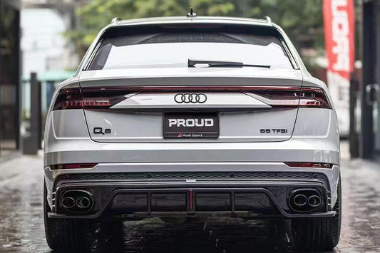 Audi Q8 2019-ON with Aftermarket Parts - V1 Style Rear Diffuser Pre-preg Carbon Fiber from Karbel Carbon