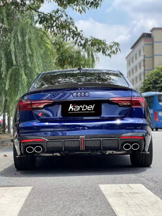 Audi S4 B9.5 2020-ON with Aftermarket Parts - Rear Diffuser & Canards V1 Style Pre-preg Carbon Fiber from Karbel Carbon