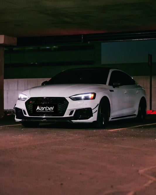 Audi RS5 B9 2018 2019 2020 with Aftermarket Parts - Front Canards Pre-preg Carbon Fiber from Karbel Carbon