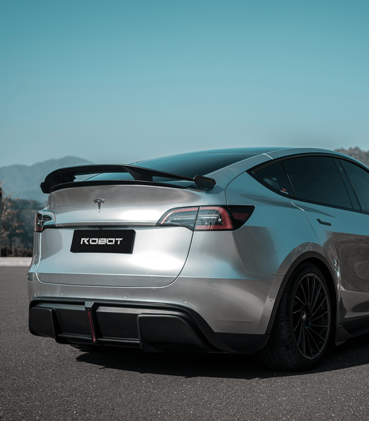 Tesla Model Y Performance AWD Long Range RWD Standard 2020 2021 2023 2024 with Aftermarket Parts - "STARSHIP" Rear Spoiler Wing Carbon Fiber / FRP from Robot Craftsman