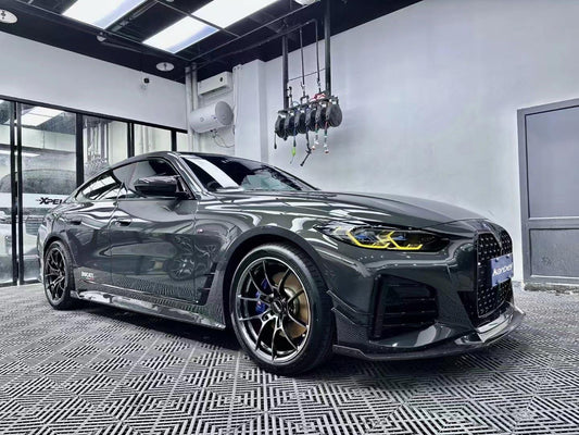 BMW I4 M50 / e Drive 40 (with M-package bumper, does not fit base model) G26 2022-ON & 4 Series Gran Coupe M440i 430i (with M-package bumper, does not fit base model) G26 2022-ON with Aftermarket Parts - Front Lip Pre-preg Carbon Fiber from Karbel Carbon