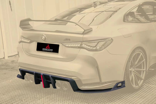 BMW M3 G80 G81 2021 2022 2023 2024 & M4 G82 G83 2021 2022 2023 2024 with Aftermarket Parts - AE V2 Style Rear Diffuser & Canards Carbon Fiber from ArmorExtend