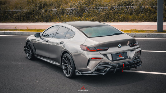BMW 8 Series M850i 840i (With M-Package Bumper) G14 G15 G16 2018 2019 2020 2021 2022 2023 2024 with Aftermarket Parts - AE Rear Diffuser & Canards Carbon Fiber from ArmorExtend