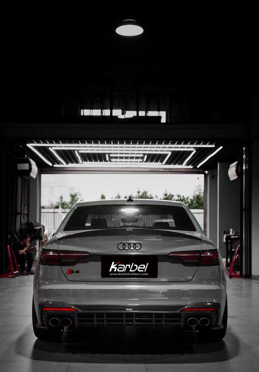 Audi S4 A4 B9 / B9.5 2017 2018 2019 2020 2021 2022 2023 2024 with Aftermarket Parts - Rear Spoiler Pre-preg Carbon Fiber from Karbel Carbon