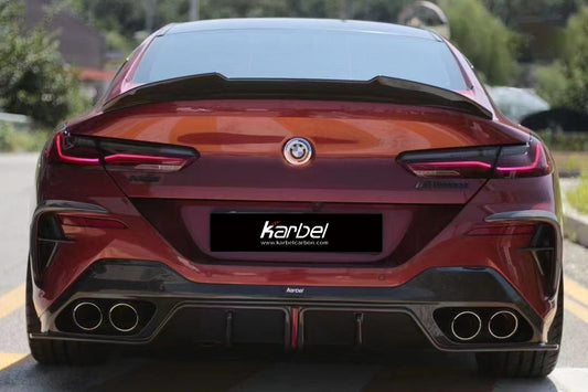 BMW 8 Series M850 840 (With M-Package Bumper) G16 2018 2019 2020 2021 2022 2023 2024 with Aftermarket Parts - Rear Diffuser Pre-preg Carbon Fiber from Karbel Carbon