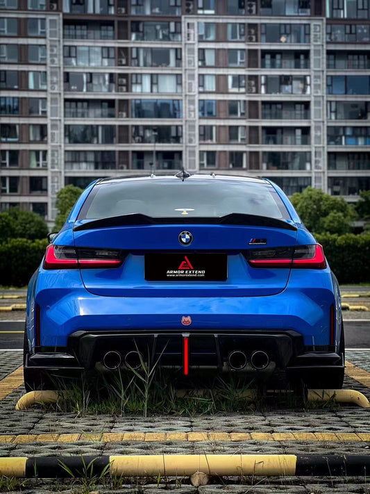 BMW M3 G80 G81 2021 2022 2023 2024 & M4 G82 G83 2021 2022 2023 2024 with Aftermarket Parts - AE V2 Style Rear Diffuser & Canards Carbon Fiber from ArmorExtend
