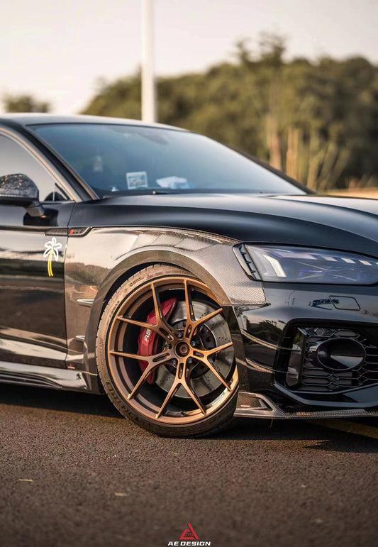 Audi RS5 B9 / B9.5 2017 2018 2019 2020 2021 2022 2023 2024 with Aftermarket Parts - AE Style Front Fenders Carbon Fiber from ArmorExtend