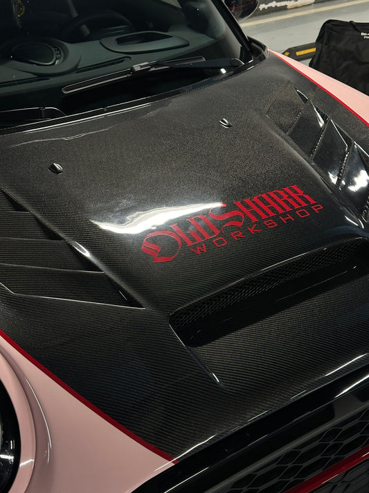 MINI Cooper JCW (John Cooper Works) F56 & Cooper (All Models) LCI 2022 2023 2024 with Aftermarket Parts - AE Style Hood Carbon Fiber from ArmorExtend