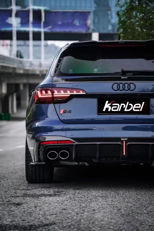 Audi S4 B9.5 2020-ON with Aftermarket Parts - Rear Diffuser & Canards V1 Style Pre-preg Carbon Fiber from Karbel Carbon