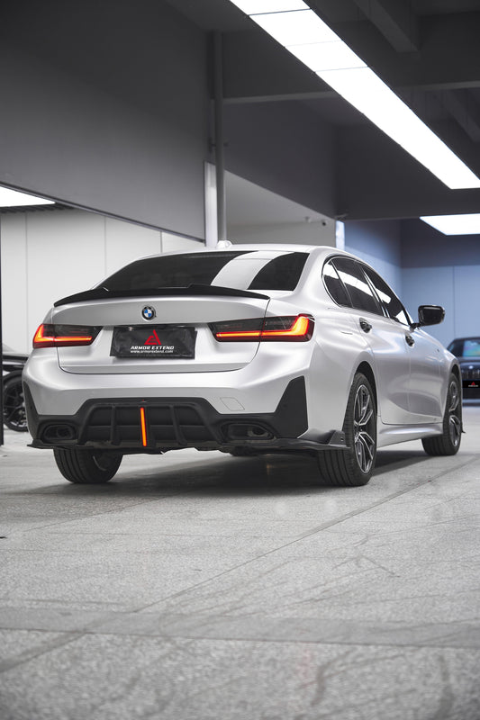 BMW 3 Series 330i (With M-Package Bumper, does not fit base model) M340i G20 G21 LCI 2023 2024 with Aftermarket Parts - Plustic Style Rear Diffuser & Canards ABS from ArmorExtend