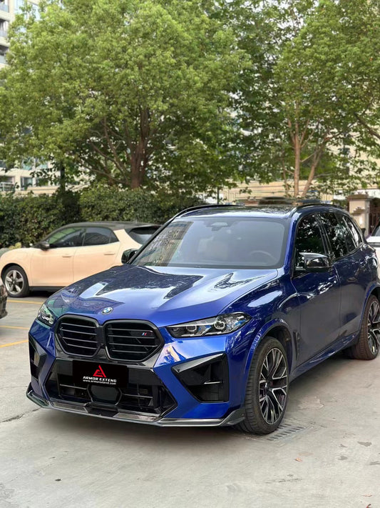 BMW X5M X5MC F95 & X6M X6MC F96 2024-ON (LCI) With Aftermarket Parts - AE Style Front Lip Carbon Fiber from ArmorExtend