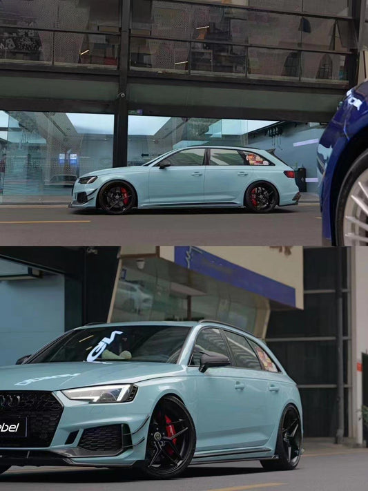 Audi RS4 B9 / B9.5 2018 2019 2020 2021 2022 2023 2024 with Aftermarket Parts - Front Canards Pre-preg Carbon Fiber from Karbel Carbon