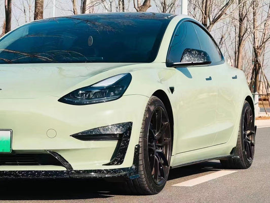 Tesla Model 3/P 2017 2018 2019 2020 2021 2022 2023 with Aftermarket Parts - Upper Valences Pre-preg Carbon Fiber from Karbel Carbon