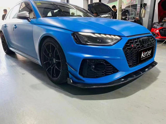 Audi RS4 B9.5 2020 2021 2022 2023 2024 with Aftermarket Parts - Front Canards Pre-preg Carbon Fiber from Karbel Carbon